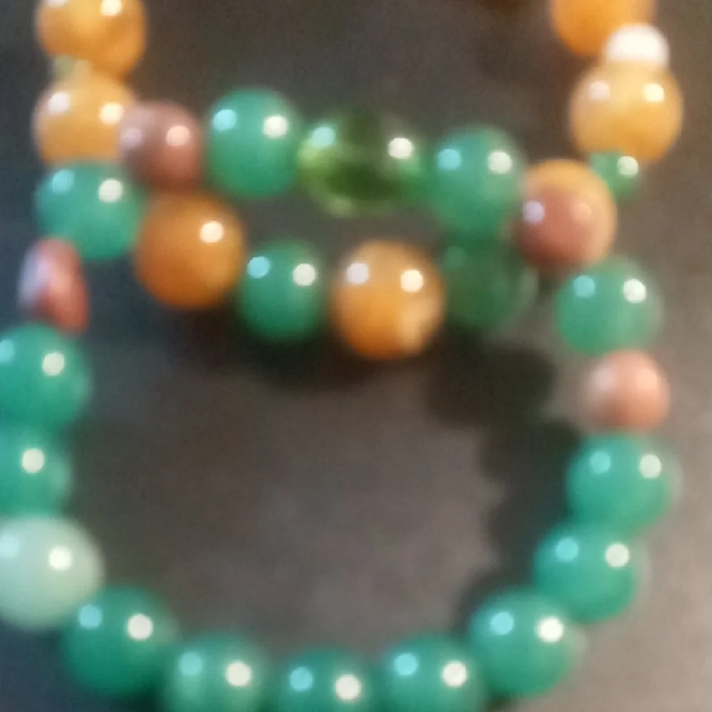 Green and Gold Jewelry Beaded Bracelet Set